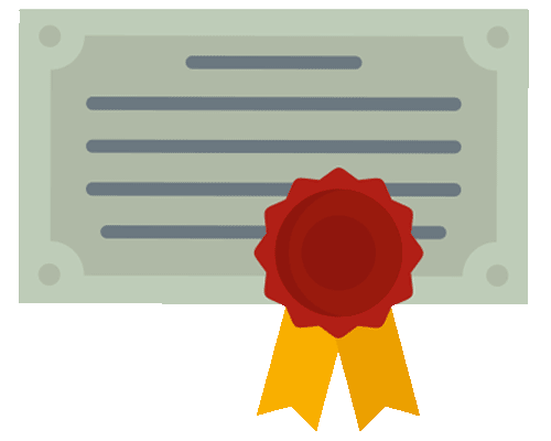 An illustration of a degree with a ribbon attached