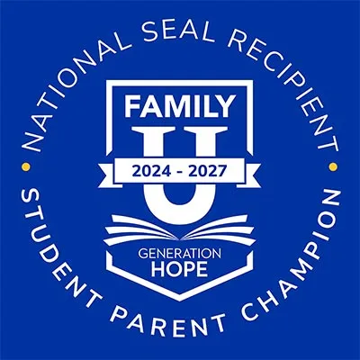 FamilyU National Seal Recipient - Student Parent Champion seal