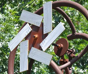 Closeup of the Brookhaven windmill sculpture