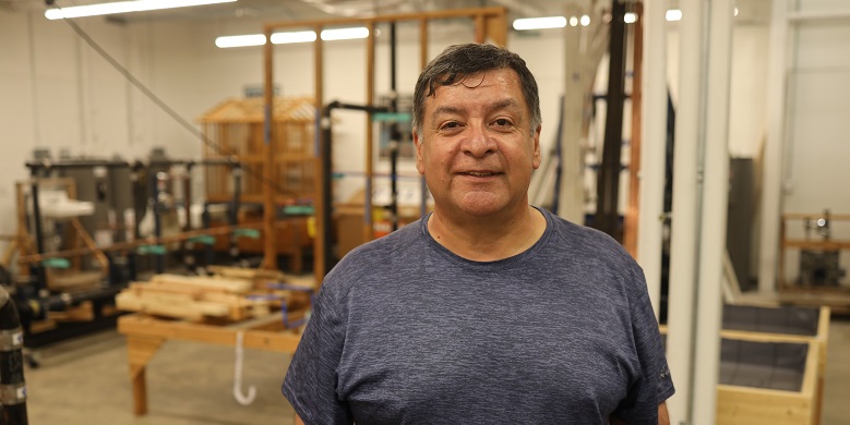Albert Marquez inside Construction Sciences Building.