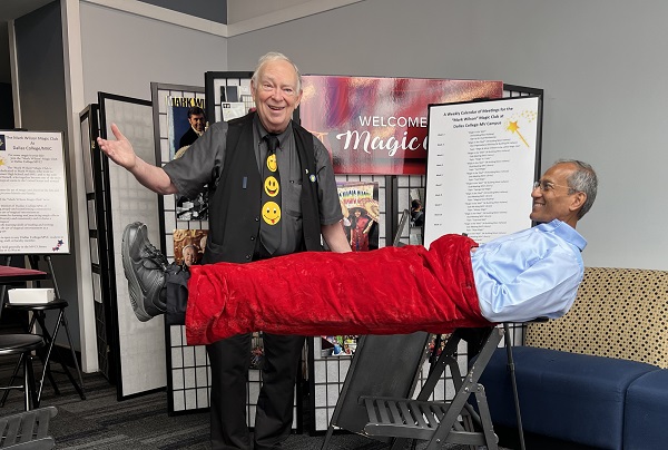 Geoffrey Grimes making a man levitate.