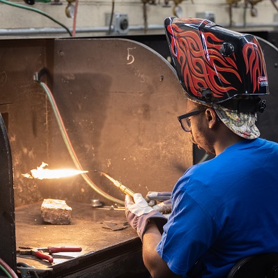Caleb Lynn welding.