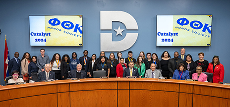 PTK award winners pose with Dallas College Board of Trustees
