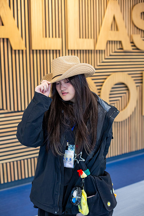 Taiwanese visitor tipping cowboy hat