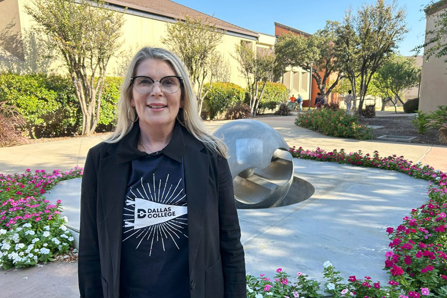 Lara Dodson-Tello on campus grounds.