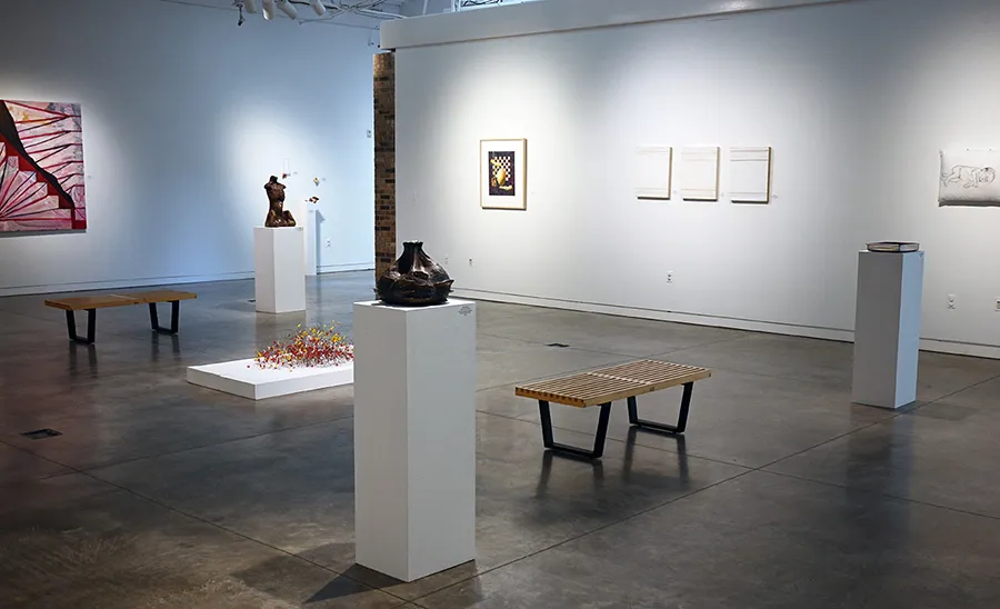 Brookhaven Art Gallery with sculptures and paintings.
