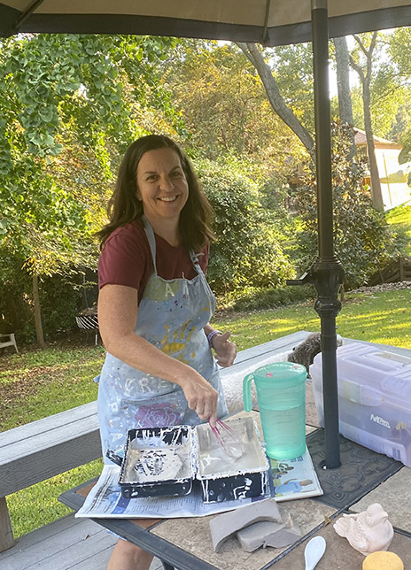 Amy Branch-Lambert working in ceramics.