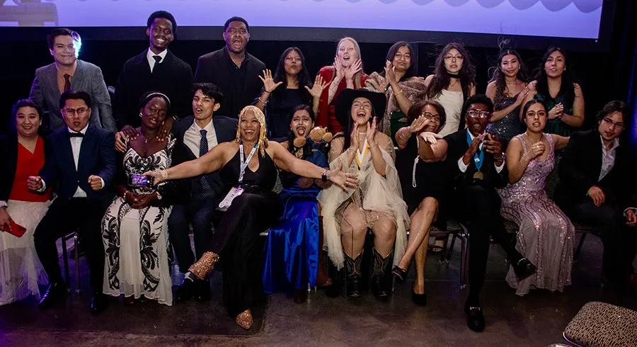 Group of PTK students dressed in evening attire.