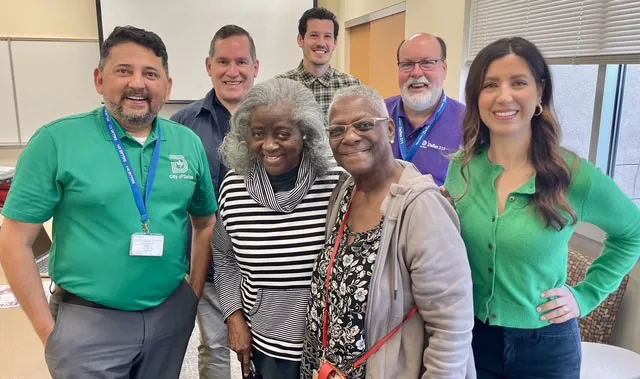 Lifelong Learning students Carolyn White and Juanita Simpson with facilitators from Dallas College and City of Dallas 311.