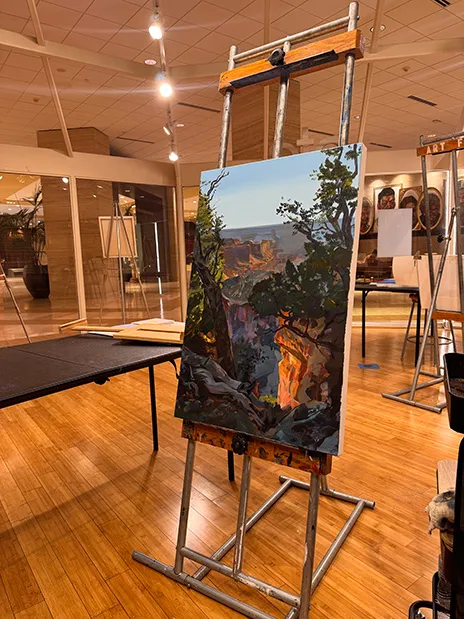 Grand Canyon painting in progress by Lolita Khugayeva.