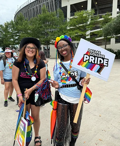 Two Dallas College students at pride parade.