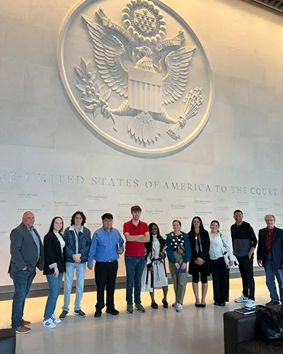 Dallas College students are pictured at the US Embassy in London