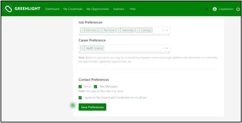 GreenLight Save Preferences