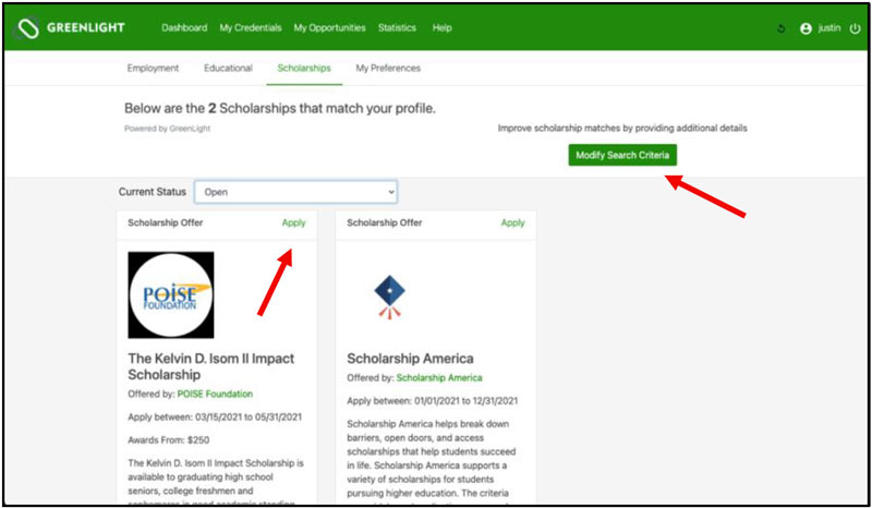 GreenLight Scholarship Search