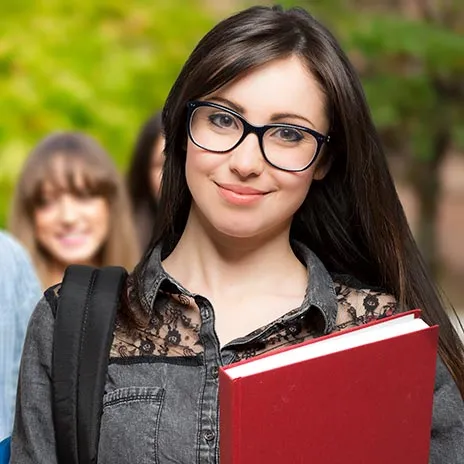 female first time students smiling