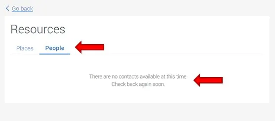Resources People tab. This example does not have an assigned contact at this time.
