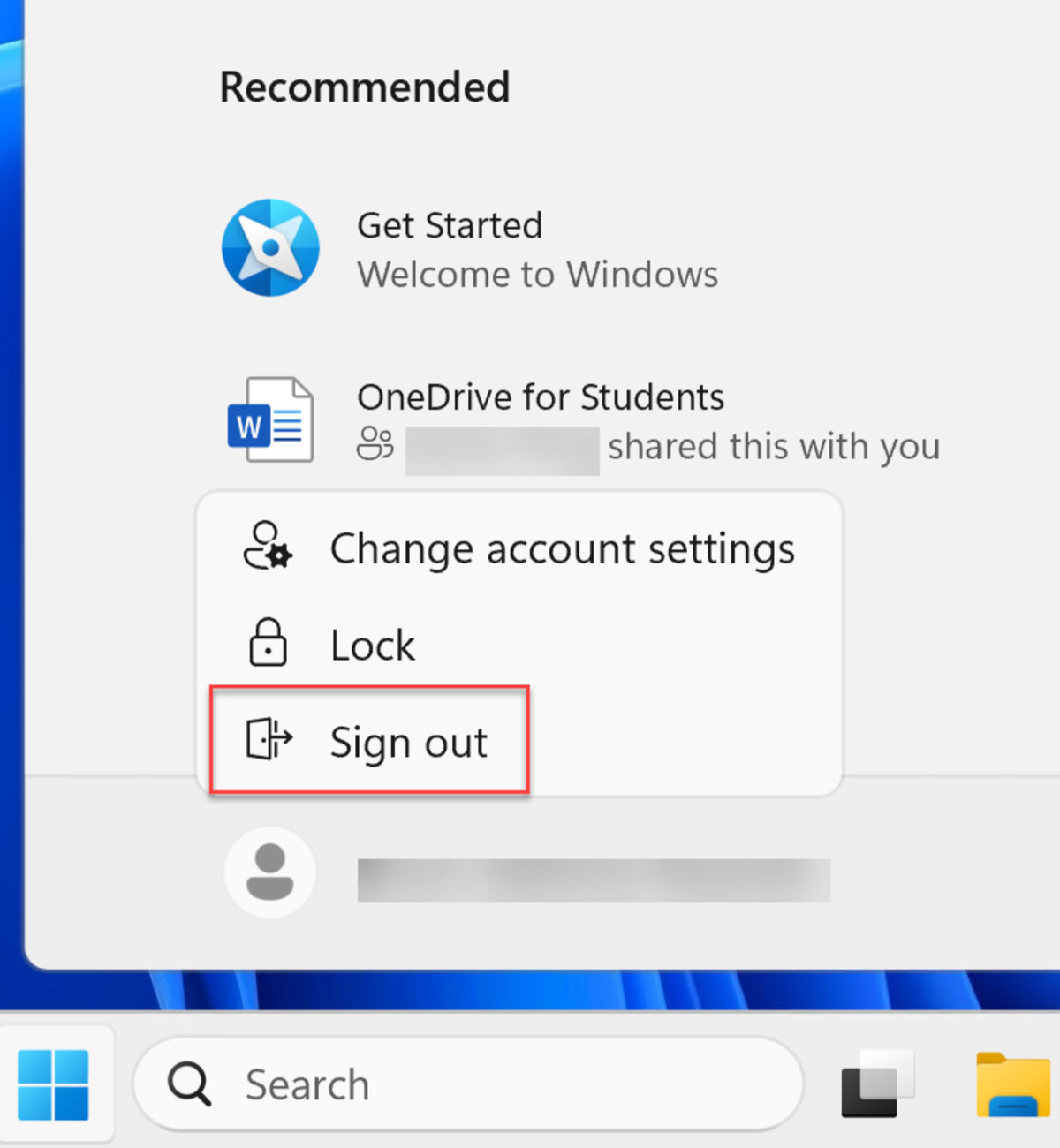 screen shot of how to sign out of the virtual desktop