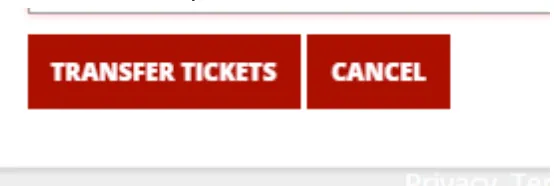 Buttons to transfer tickets or cancel the ticket transfer