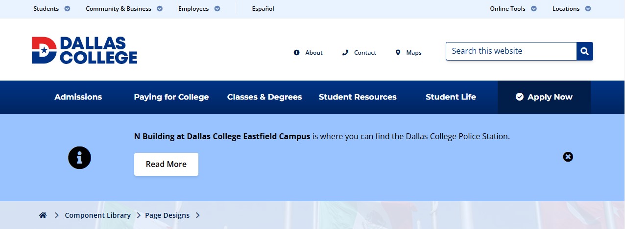 Screenshot showing example info Announcement/Emergency Notice