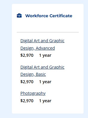 Screenshot of credential list content type