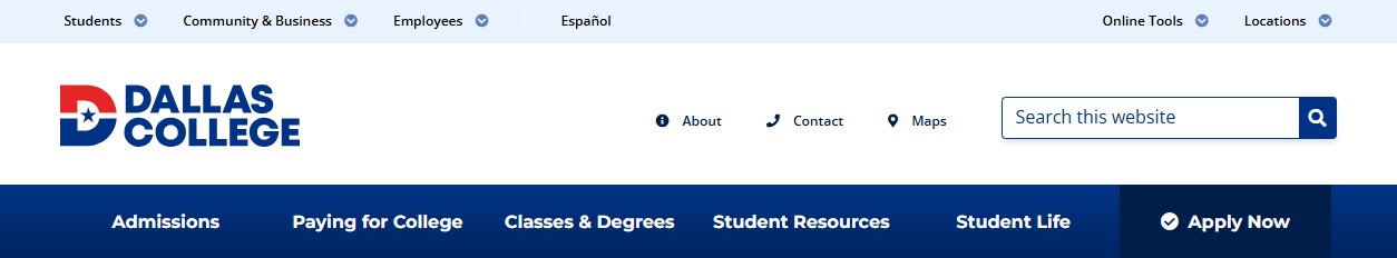 Screenshot of the main header