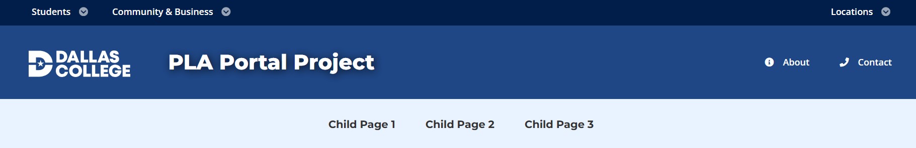 Screenshot showing example Microsite header