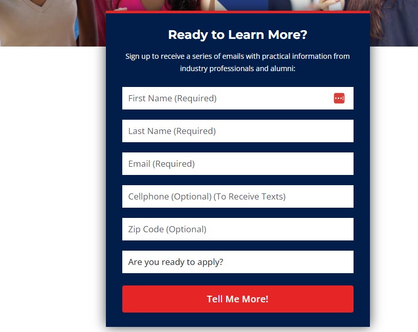Screenshot of rfi campaign form content type