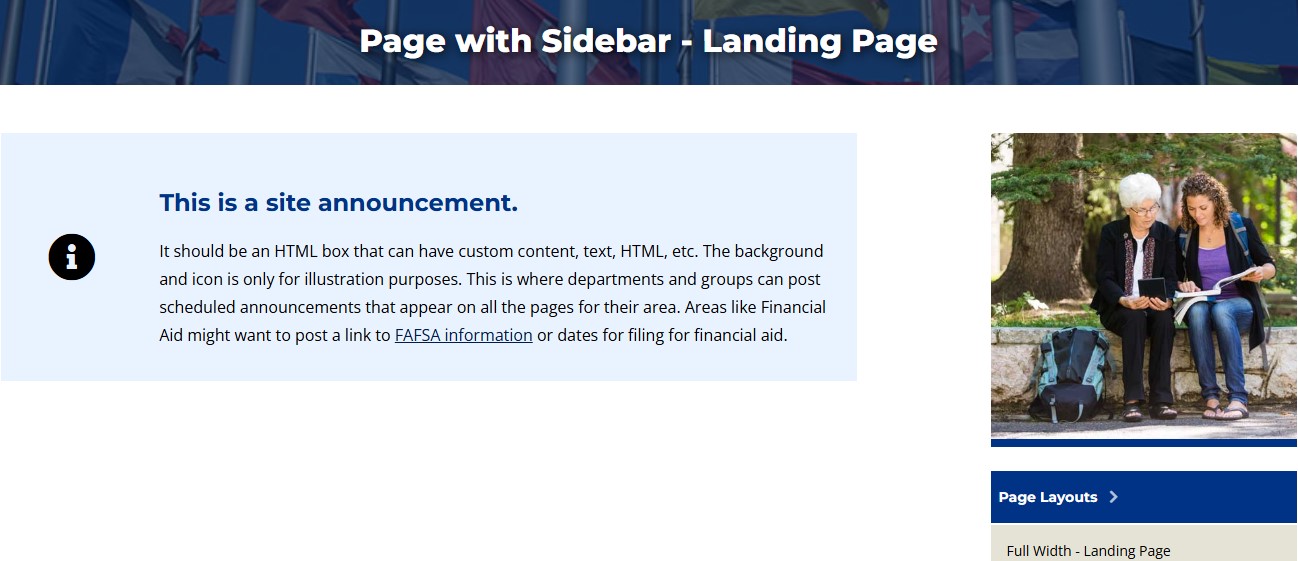Screenshot of sidebar image content type