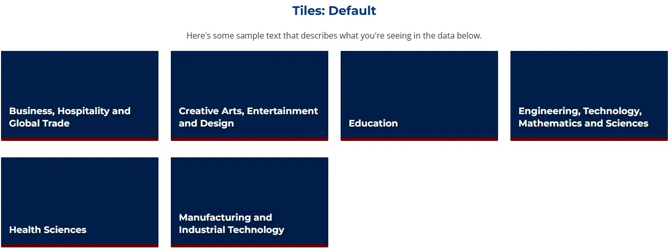 Screenshot example of tiles content type